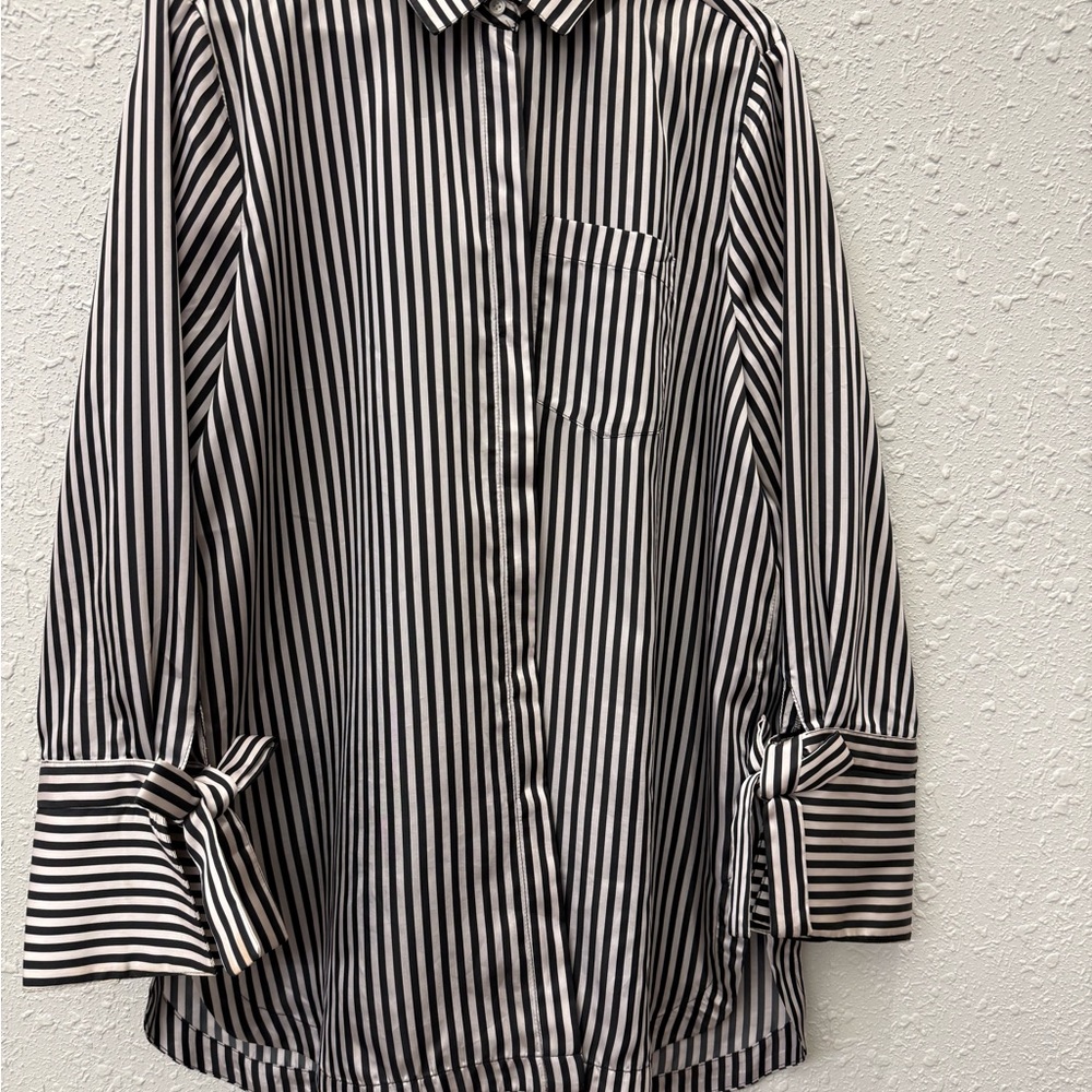 Banana Republic Black and White Striped Blouse